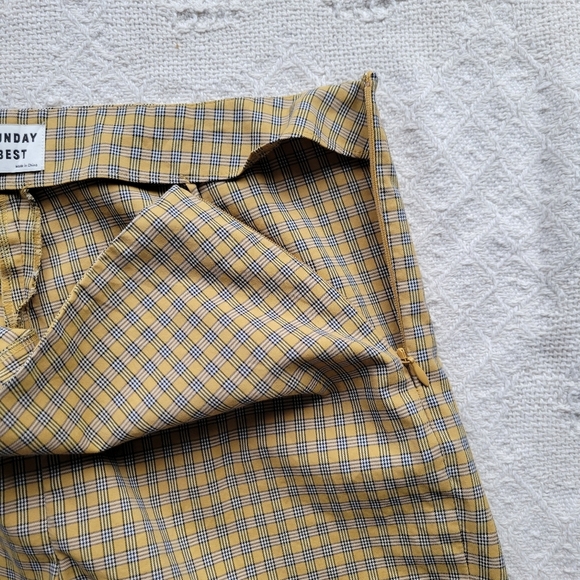 Sunday Best by Aritzia Merida Pant Acacia Yellow Check Straight Leg Mid Rise Pan - Picture 7 of 11